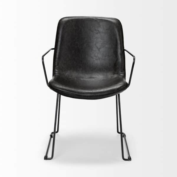 , Black Faux Leather Dining Chair with Black Iron Frame | Modern and Stylish Design