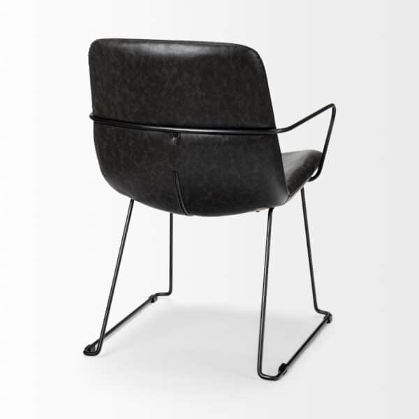 , Black Faux Leather Dining Chair with Black Iron Frame | Modern and Stylish Design