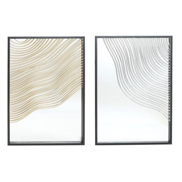 , Set of 2 Modern Iron Waves Rectangular Accent Wall Mirrors – Decorative Home Decor