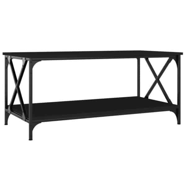 , Coffee Table Black 39.4″x19.7″x17.7″ Engineered Wood and Iron