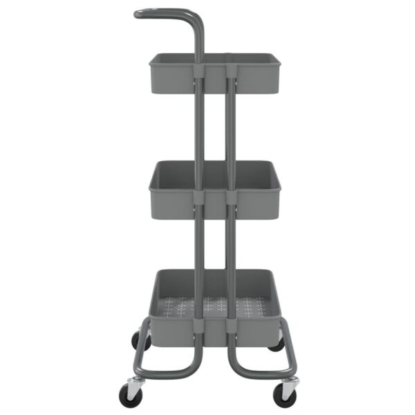 , 3-Tier Kitchen Trolley Gray | Sturdy Iron and ABS Construction