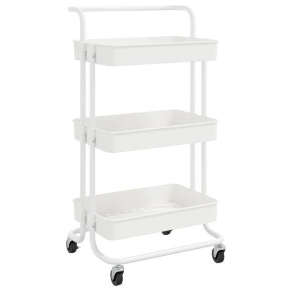 , 3-Tier Kitchen Trolley White 16.5″x13.8″x33.5″ Iron and ABS – Organize and Maximize Storage Space