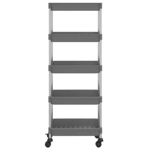 , 5-Tier Kitchen Trolley Gray 16.5″x11.4″x50.4″ – Maximize Space and Stay Organized
