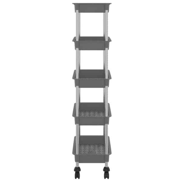 , 5-Tier Kitchen Trolley Gray 16.5″x11.4″x50.4″ – Maximize Space and Stay Organized