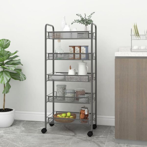 , 5-Tier Kitchen Trolley Gray – Organize and Optimize Your Space