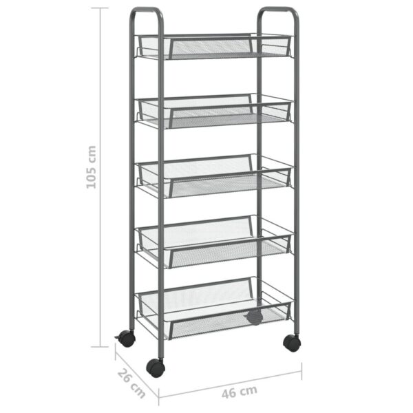 , 5-Tier Kitchen Trolley Gray – Organize and Optimize Your Space