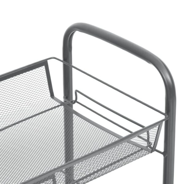 , 3-Tier Kitchen Trolley Gray 18.1″x10.2″x25.2″ Iron – Sturdy and Space-Saving Organizer
