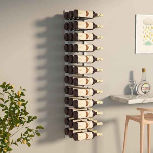 , Wall Mounted Wine Rack for 36 Bottles – White Iron | Convenient &amp; Stylish Storage Solution
