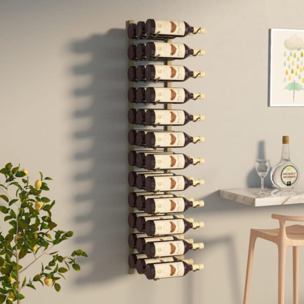 Wall Mounted Wine Rack, Gold Iron Wall Mounted Wine Rack
