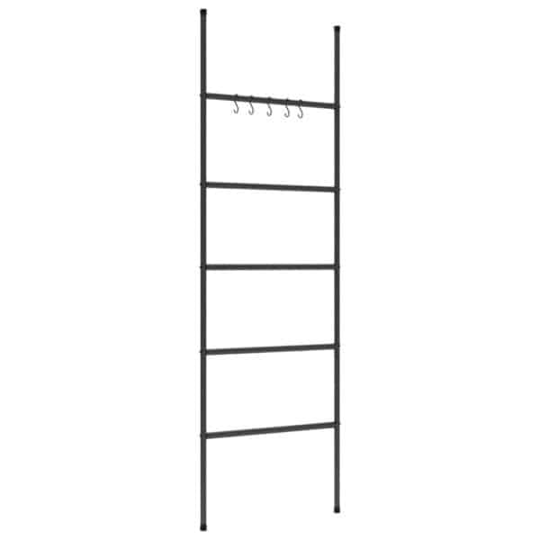 , Towel Rack Ladder with 5 Tiers Black 22.8″x68.9″ Iron – Stylish and Versatile Storage Solution