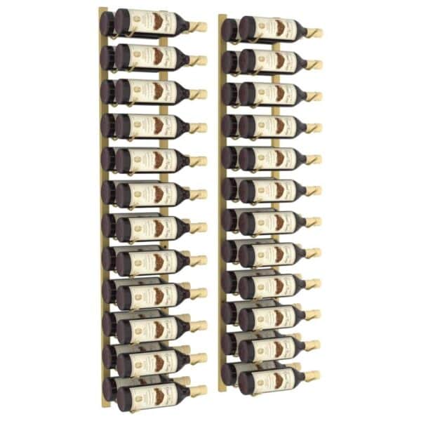 , Wall Mounted Wine Rack for 24 Bottles – Gold Iron