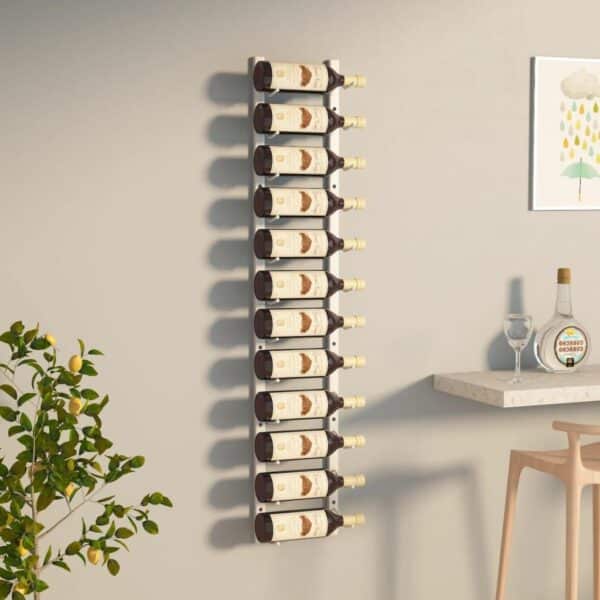 Wall Mounted Wine Rack, Wall Mounted Wine Rack for 12 Bottles – White Iron | Stylish and Functional Wine Storage