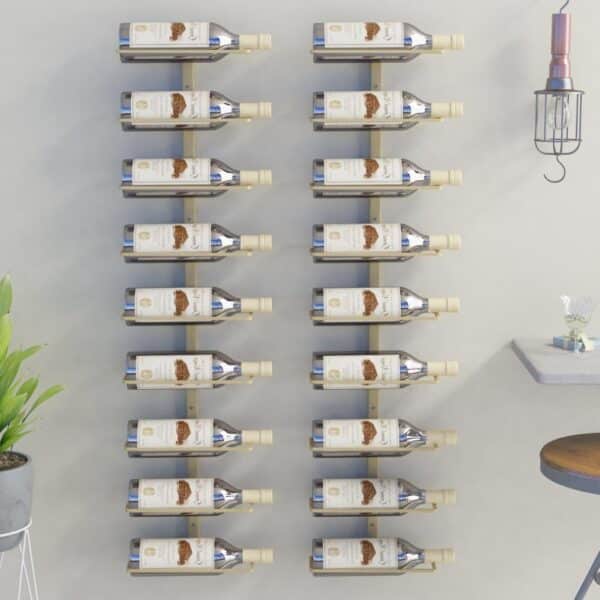 , Wall-mounted Wine Rack for 9 Bottles – Gold Iron | Modern Design, High Quality, Easy Assembly