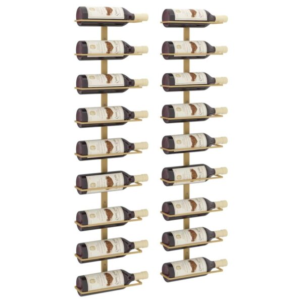 , Wall-mounted Wine Rack for 9 Bottles – Gold Iron | Modern Design, High Quality, Easy Assembly