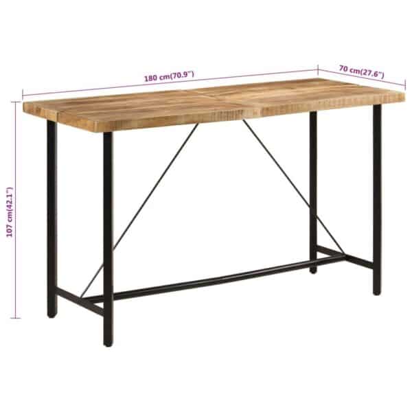 , Bar Table 70.9″x27.6″x42.1″ Solid Wood Mango and Iron