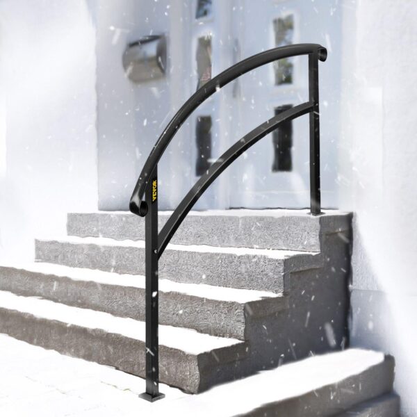 , Handrails for Outdoor Steps – Black Wrought Iron Handrail for 1 or 5 Steps