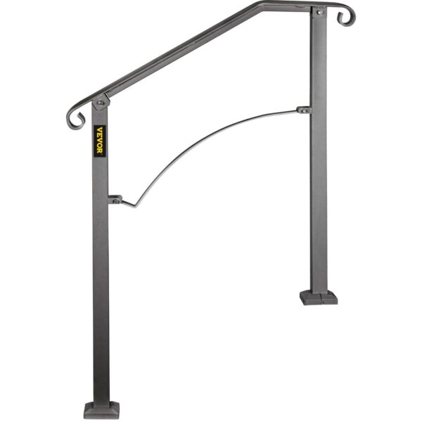 , Handrails for Outdoor Steps – Fit 2 or 3 Steps | Wrought Iron Handrail, Flexible Porch Railing