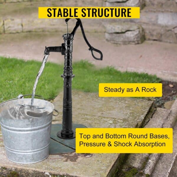 , Antique Hand Water Pump Stand – Cast Iron Well Pump Stand for Home Yard Pond Garden Outdoors