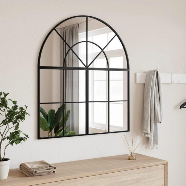 , Wall Mirror Black 31.5″x15.7″ Arch Iron – Minimalistic Design, Clear Image, Durable Material