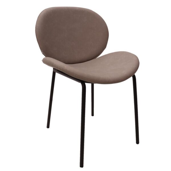 , Stylish and Comfortable Dining Side Chair with Upholstered Faux Leather Seat and Iron Frame