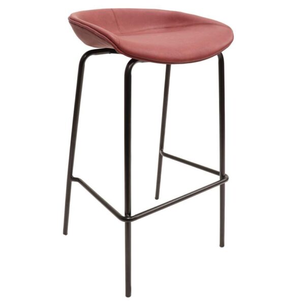 , Modern Barstool with Upholstered Faux Leather Seat and Powder Coated Iron Frame – Stylish, Comfortable, and Durable