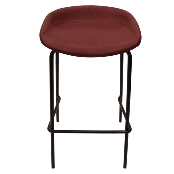 , Modern Barstool with Upholstered Faux Leather Seat and Powder Coated Iron Frame – Stylish, Comfortable, and Durable