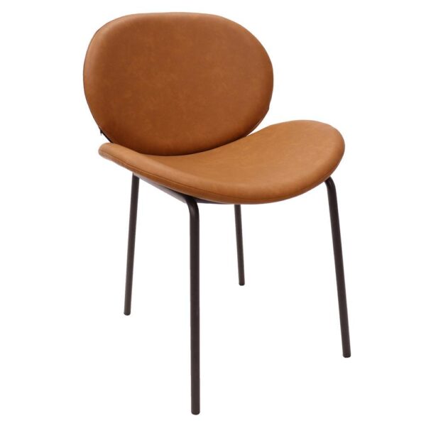, Stylish Dining Side Chair with Upholstered Faux Leather Seat and Iron Frame