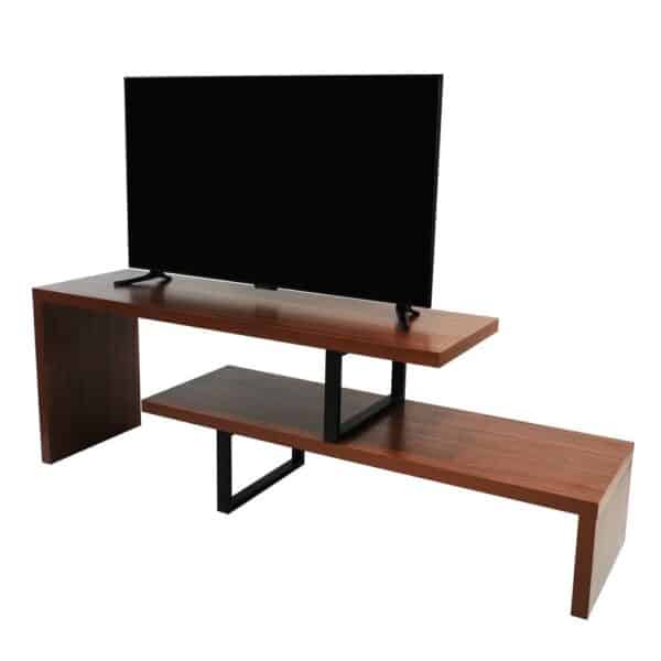 , Orford Mid-Century Modern TV Stand with MDF Shelves and Powder Coated Iron Legs