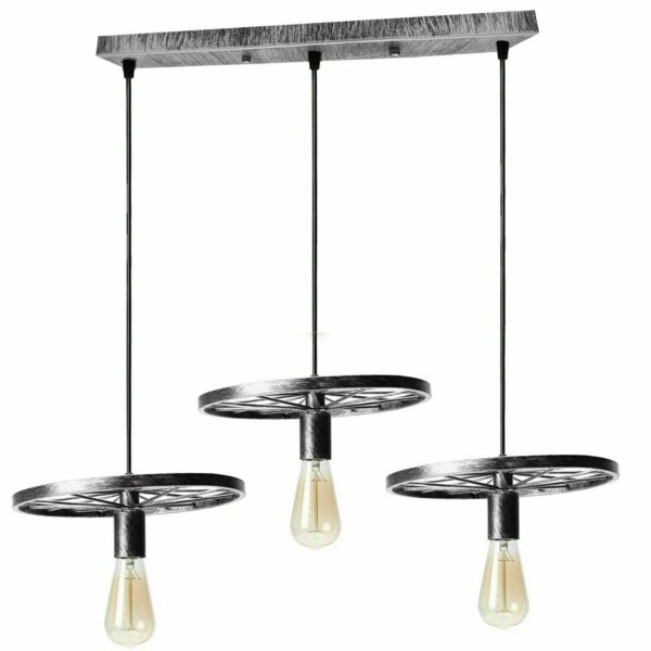 , Brushed Silver Iron Wheel Chandelier – Retro Industrial Style Chandelier | Shop Now