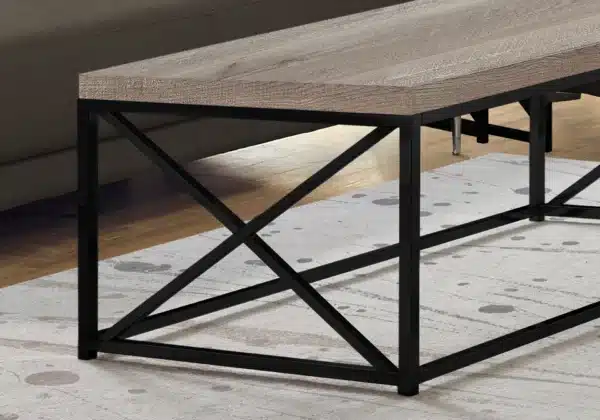 coffee table, 44&#8243; Brown and Black Iron Coffee Table