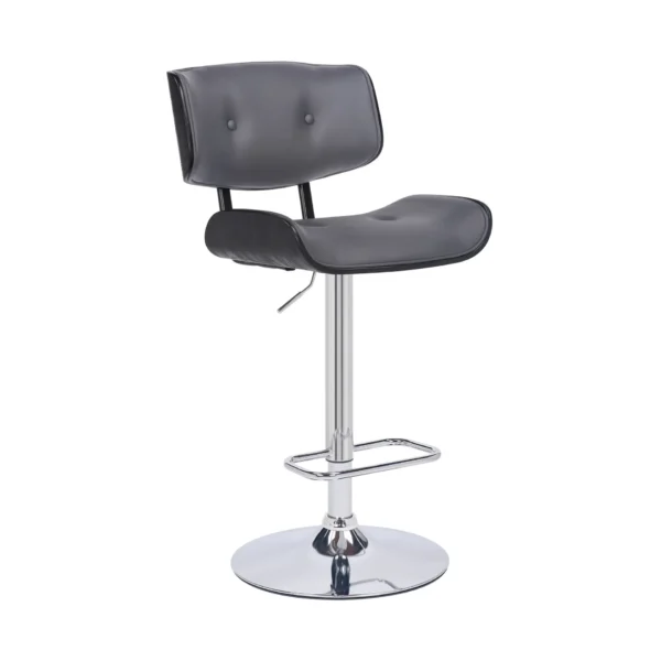 keyword: bar chair, 25&#8243; Gray And Silver Iron Swivel Adjustable Height Bar Chair