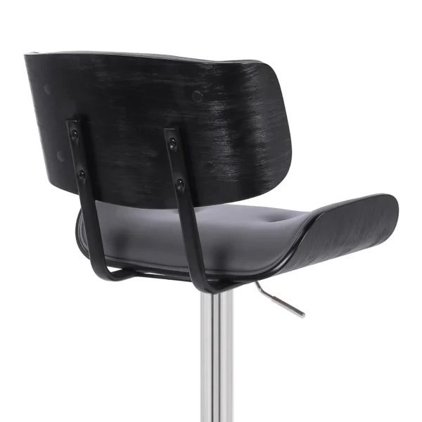 keyword: bar chair, 25&#8243; Gray And Silver Iron Swivel Adjustable Height Bar Chair