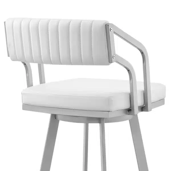 keyword: bar chair, 30&#8243; White/Silver Swivel Bar Chair