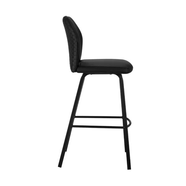 keyword: Bar Chair, 38&#8243; Black Faux Leather and Iron Counter Height Bar Chair