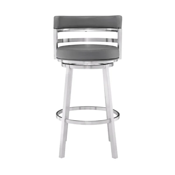 keyword: Bar Chair, 30&#8243; Gray/Silver Faux Leather Swivel Bar Chair