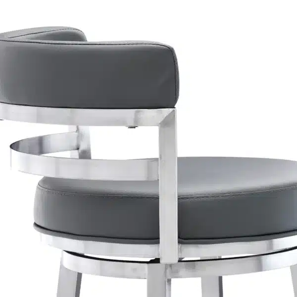 keyword: Bar Chair, 30&#8243; Gray/Silver Faux Leather Swivel Bar Chair