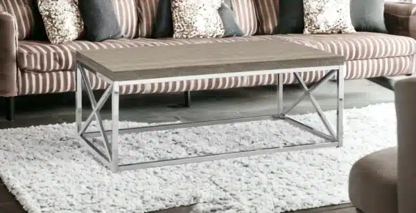 coffee table, Beige Silver Iron Coffee Table