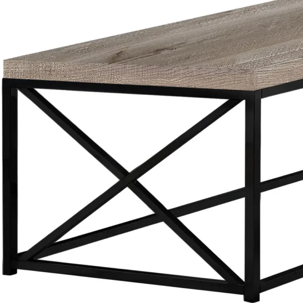 coffee table, 44&#8243; Brown and Black Iron Coffee Table