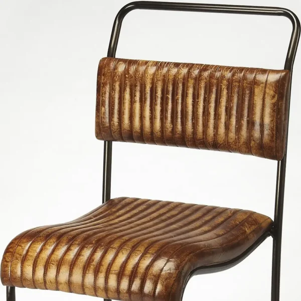 Bar Chair, 31&#8243; Brown and Black Iron Bar Chair