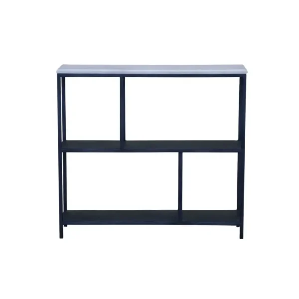 keyword: Bookcase, 30&#8243; Black and White Iron Three Tier Geometric Bookcase