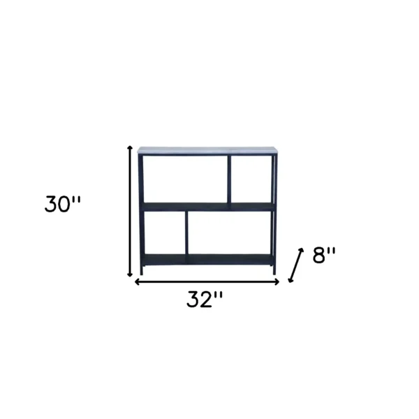 keyword: Bookcase, 30&#8243; Black and White Iron Three Tier Geometric Bookcase