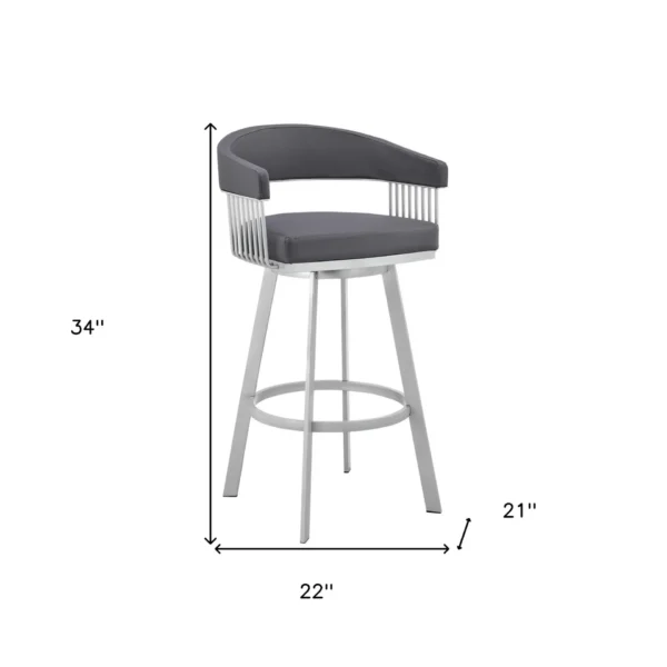 keyword: Counter Height Bar Chair, 25&#8243; Slate Gray and Silver Iron Swivel Low Back Counter Height Bar Chair
