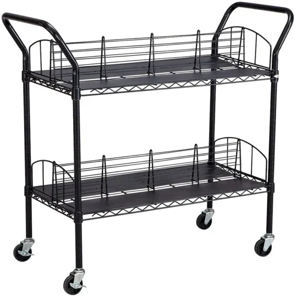 Double-Sided Wire Book Cart, Double-Sided Wire Book Cart