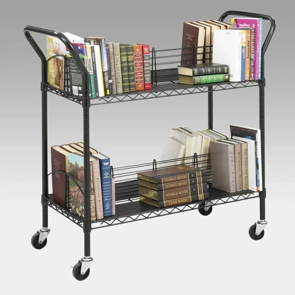 Double-Sided Wire Book Cart, Double-Sided Wire Book Cart