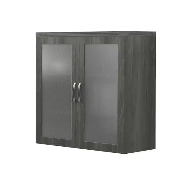 , Glass Display Cabinet, Gray Steel