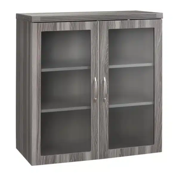 , Glass Display Cabinet, Gray Steel