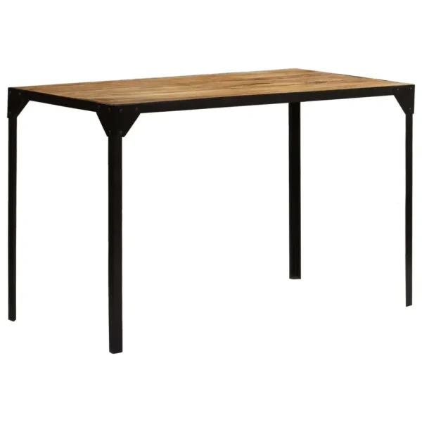 Dining Table, Dining Table Brown Solid Rough Mango Wood and Steel 47.2