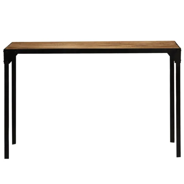 Dining Table, Dining Table Brown Solid Rough Mango Wood and Steel 47.2