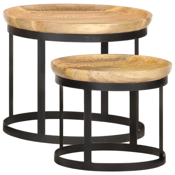 vidaXL Round Side Tables, Round Side Tables &#8211; Brown