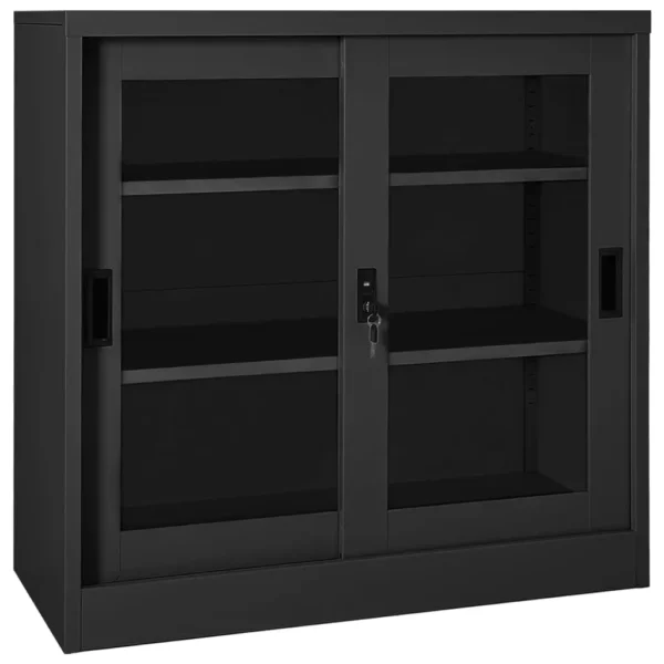 , Sliding Door Cabinet with Planter Box Anthracite Steel